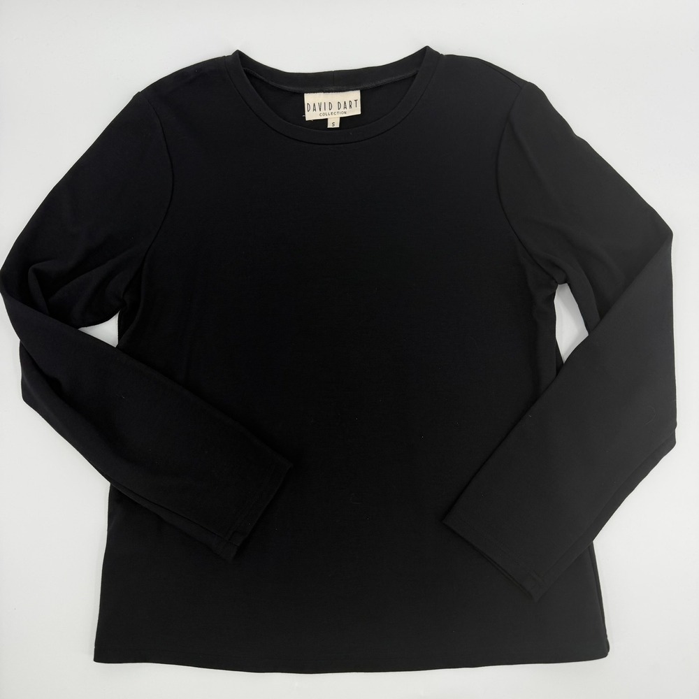 David Dart Top Long Sleeve Minimalist 90s Women Size Small Black D9A133 Made USA